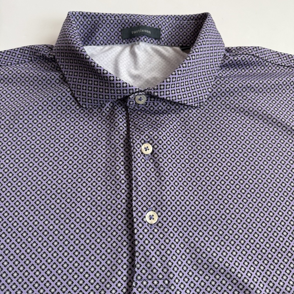 Turtleson Performance Golf Polo Shirt Men XL Short Sleeve Purple Black Print